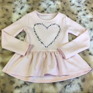 Pink Rhinestone Heart Long Sleeve